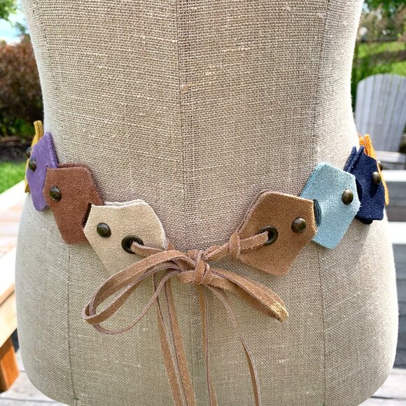 Suede Leather Tassel Fringe Front Tie Hip Low Waist Boho Belt - Picture 1 of 12